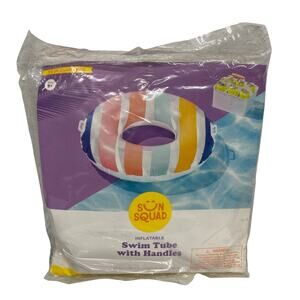 Sun Squad Inflatable Swim Tube w/ Handles 9x33", New